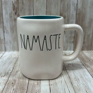 Rae Dunn NAMASTE mug blue interior